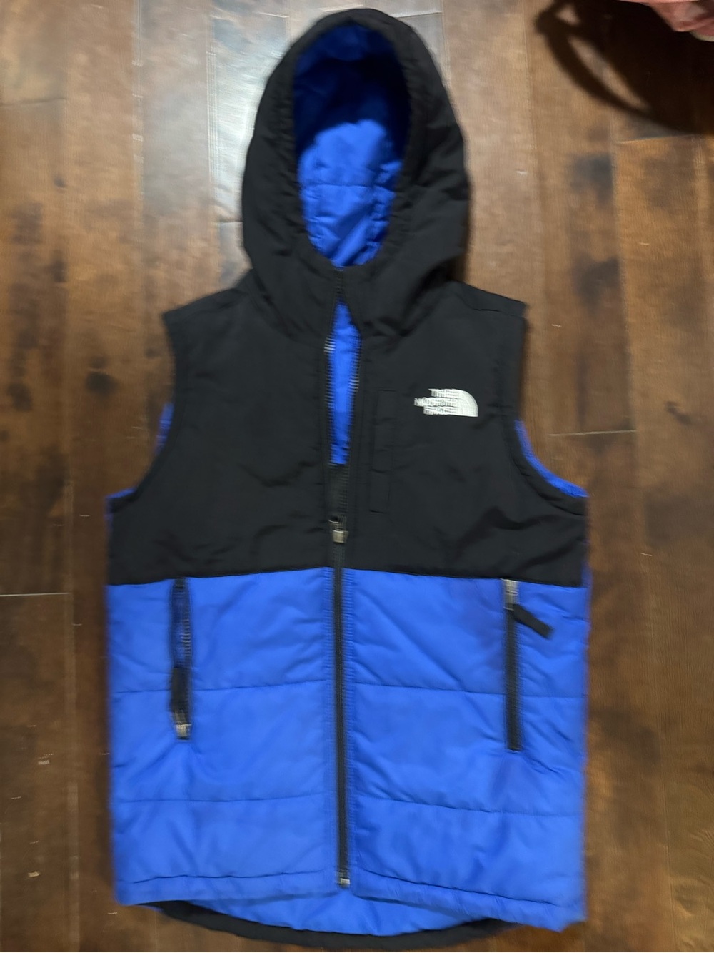 The North Face Kids Hooded Puffer Vest - Blue & Black